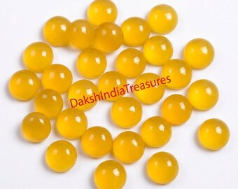 AAA Yellow Chalcedony Round Cabochon 5-15mm Mango Chalcedony Flat Back Loose Gemstone Wholesale Lot Jewelry Making Supplies