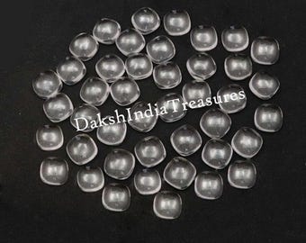 Natural AAA Rock Crystal Quartz Square Cushion Cabochon Size 5X5MM To 15X15MM Clear Quartz Square Cushion Flatback Cabochon Loose Gemstone