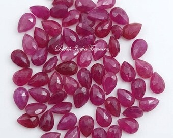 Rubi de qualidade AAA com lapidação em pera facetada, tamanho de 3 x 4 mm a 5 x 7 mm, rubi natural com lapidação em pera calibrado, lote para venda por atacado para fabricação de joias.