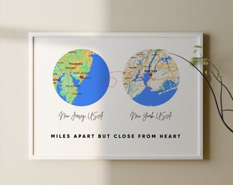 Long Distance Boyfriend Gift | Personalized Long distance gift | Love Map | Wedding Anniversary Present Digital Print