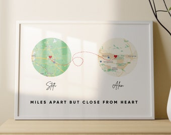 Personalized long distance Digital Love Map | Gift for Long distance Boyfriend/Girlfriend | Long Distance Relationship Gift | Gift for Him