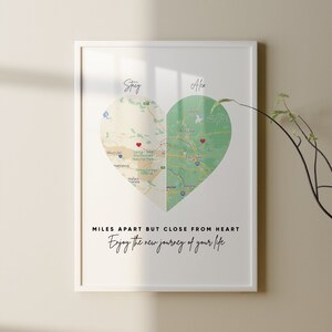 Fernbeziehung Geschenk | Personalisierte Herz Karte Print | Karte Herz Gerahmt | Herzform Karte | Digitaldruck