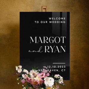 Welcome Wedding Sign, Personalized Welcome To Our Wedding Sign, Wedding Decor, Wedding Welcome Sign, Black Acrylic Wedding Sign