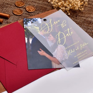 Personalized Wedding Vellum Save the Date Cards with Picture, Elegant Save the Date Cards with Photo, Vellum Wedding Save the Dates