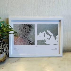 Impression de carte métallisée de 2 sites, décoration artistique personnalisée : cadeau d'anniversaire mémorable pour femme | Cadeau de Noël pour elle, impression de carte personnalisée