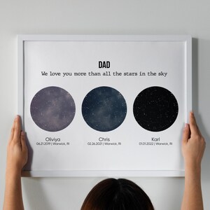 Personalised Star Map Constellation for Dad, Personalized Christmas Gifts For Dad, Gift from kids for dad, Star Map Gift, Digital Artwork