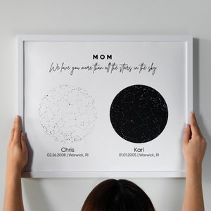 Personalisierte Sternkarte Konstellation Geschenk, personalisierte Weihnachtsgeschenke für Mama, Papa, Geschenk von Kindern für Mama, Sternkarte Geschenk, digitales Kunstwerk