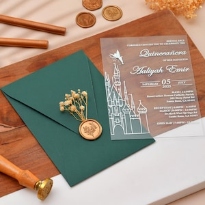 Acrylic Quinceañera Invitations, Silver Foil Print Sweet 16 Invitations, Sweet Sixteen, Elegant Acrylic Invitations, Clear Invites