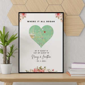 Birthday gift for Husband | Love heart Map | Gifts for Wife | Anniversary Gift for Her | When we first met