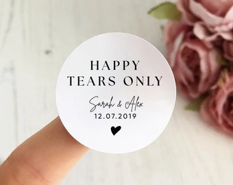 Personalised Happy Tears only Custom Wedding Tissue Sticker Labels - For Your Happy Tears - Wedding Tissue Label - Wedding Stationery