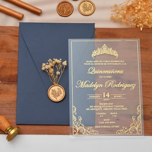 Acrylic Quinceanera Invitation, Sweet 16 Invitation, Sweet Sixteen, Sweet Eighteen, Elegant Invitation, Custom Acrylic Invitation, Cheap