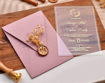 Transparent Acrylic Wedding Invitations, Unique Invitations, Gold Foil Printed Invites, Clear Transparent Acrylic, Quinceanera Invitations