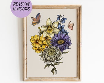 Family Flower Bouquet | Birth Month Flower Art | CUSTOM Personalized Gift | Digital Download | Personalized Christmas Gift for her