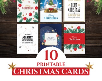 10 Cartes de Noël imprimables, Carte de Noël imprimable, Noël aquarelle, Carte imprimable de Noël, Carte numérique, Nouvel An, PDF et JPG