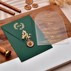 Arch-shape Acrylic Wedding Invitation - Arch Acrylic Wedding Invitations, Curved Invitations, Acrylic Wedding invitation with Envelopes