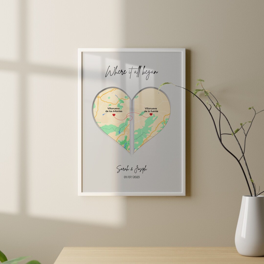 Fernbeziehung Geschenk Personalisierte Herz Karte Print Etsy.de