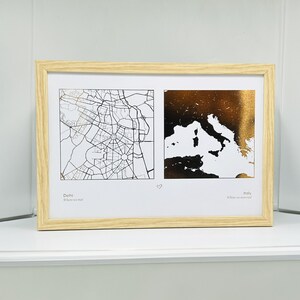 Cadeau de Noël pour elle – Impression de carte en aluminium multi-emplacements, art cartographique personnalisé – Cadeau surprise pour elle | Cadeau pour femme, carte personnalisée