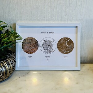 Cadeau pour elle - Cadeau imprimé personnalisé, fiancés et mariés pour elle - Carte multi-emplacements, cadeau d'anniversaire de mariage pour elle, Noël