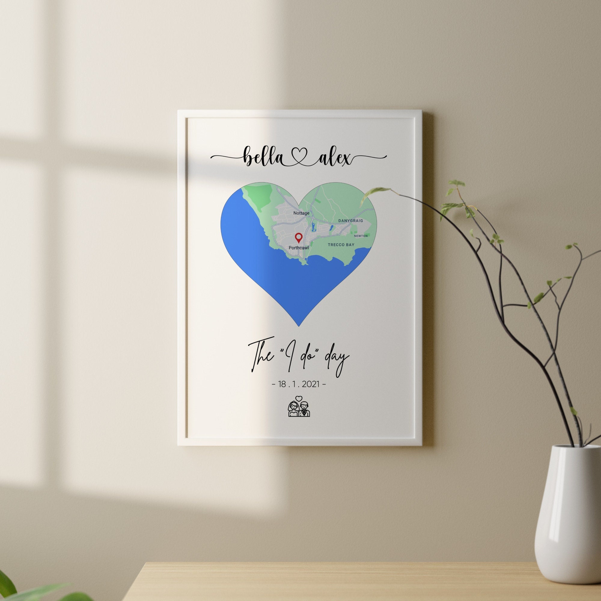 First Date Map, Our First Date Plaque, Location Map, Gifts for Boyfriend,  Where We Met Map, Girlfriend Gift, Where It All Began,where We Met 