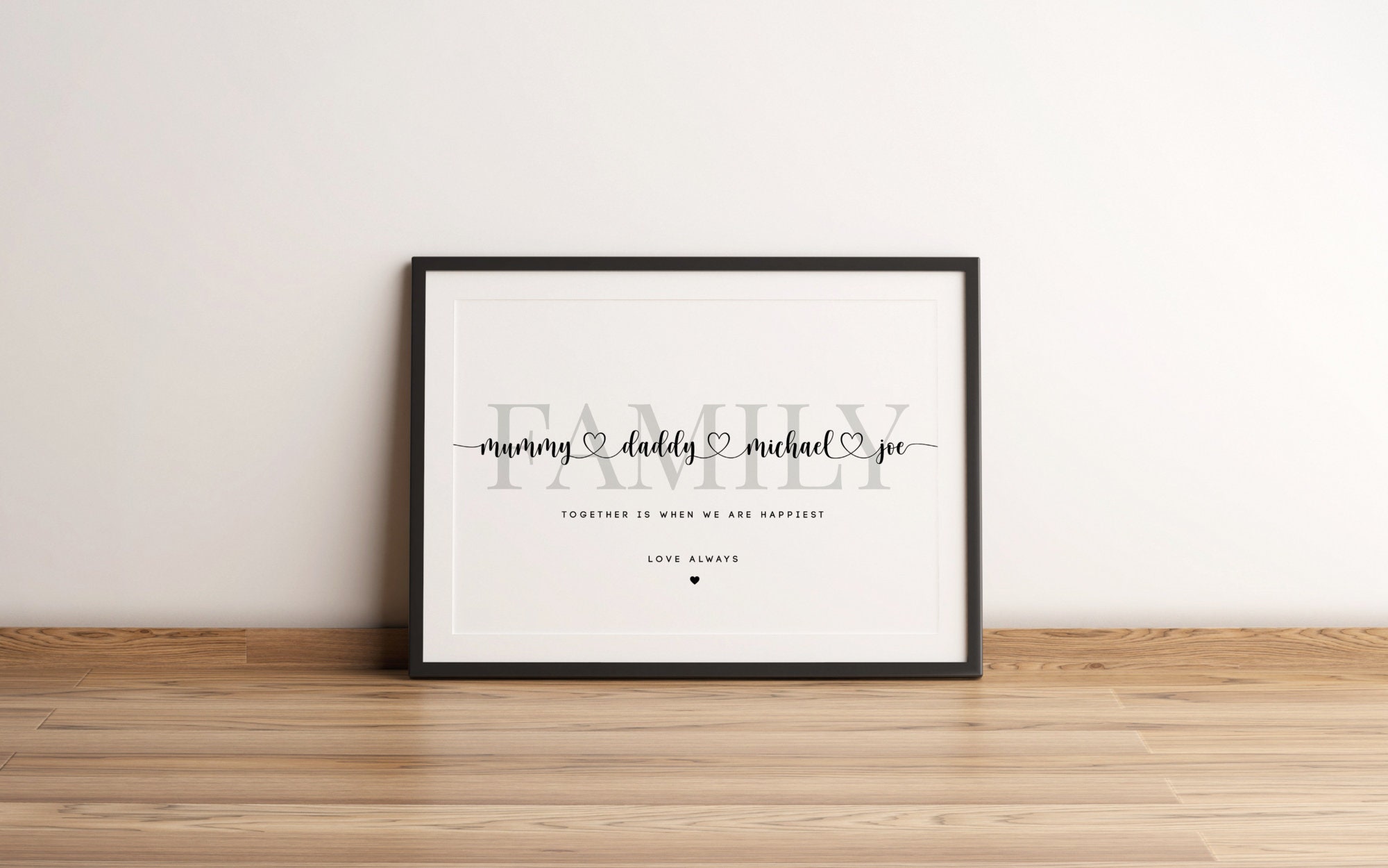 Personalised Family Name Print Gift, Custom Family Names, Our Family ...