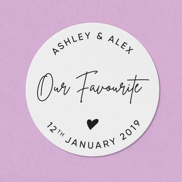 Our Favourite Sticker, Party Stickers, Our Favorite Label, His Hers Favour Labels, Party Favor Stickers, Party Bag Label, His/Her Favourite
