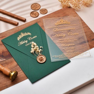 Elegant Acrylic Quinceañera & Sweet Sixteen Invitation - Customizable Sweet 16 Party Card