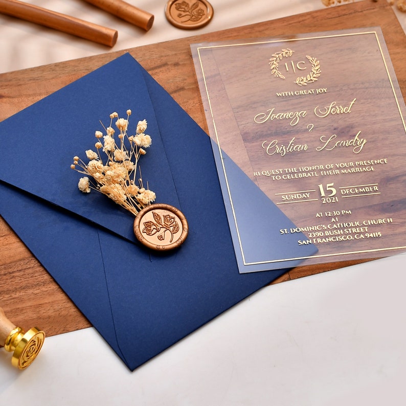 Dark Blue Color Wedding Invitations