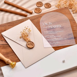 Arch Acrylic Wedding Invitations, Curved Invitations, Acrylic Wedding invitation with Envelopes, Customized Wedding Invite Suite