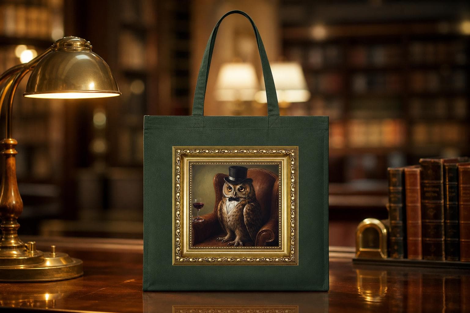 Owl Tote Bag with Framed Animal Portrait Print