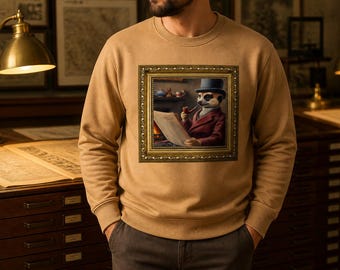 Sudadera elegante con marco de suricata / Sudadera con retrato de suricata / Ropa urbana vintage con suricatas