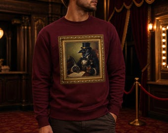 Sudadera con estampado de cuervo elegante / Sudadera con retrato de cuervo / Ropa urbana vintage con estampado de cuervo