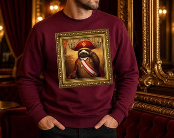Sudadera con marco de perezoso con clase / Sudadera con retrato de perezoso elegante / Ropa urbana vintage de perezoso