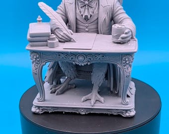 Figura de cuervo caballero – Sir Edgar Blackquill / Estatua de cuervo victoriana / Objeto de colección de cuervo autor / Decoración animal elegante