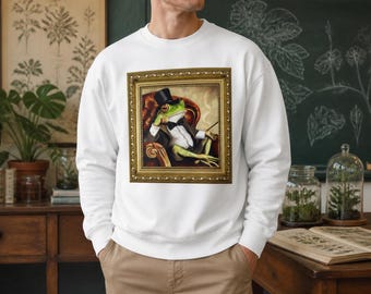 Sudadera con marco de rana elegante / Sudadera con retrato de rana elegante / Ropa urbana vintage con estampado de rana