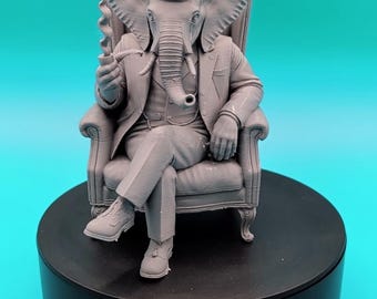 Modelo de elefante caballero – Lord Bartholomew Tuskington / Impresión 3D de elefante victoriano / Elefante con sombrero de copa / Criatura elegante