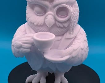 Sir Percival Hootington / Impresión 3D victoriana / Estatua de animal elegante / Decoración para fiestas de té / Figura de ave noble