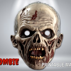 Zombie Mask| Halloween zombie mask | A4 size ready to print | digital download | Costume party mask