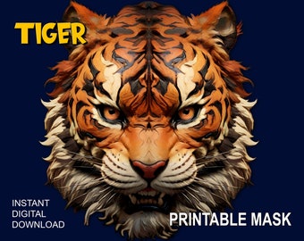 Tiger Mask | Wild Animal Mask | Animal Mask | Costume party mask | A4 size ready to print | Digital download