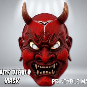 Devil Mask | Diablo Mask | A4 size ready to print | digital download | Costume party mask