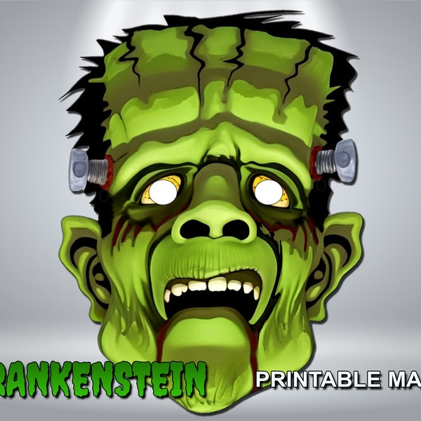 Frankenstein Mask|A4 size ready to print | digital download | Halloween mask | costume party mask