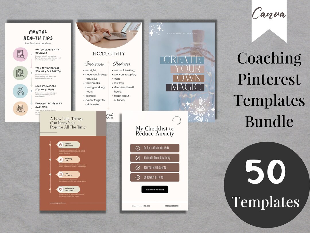Coach Pinterest Template, Coaching Pinterest Template, Canva Template