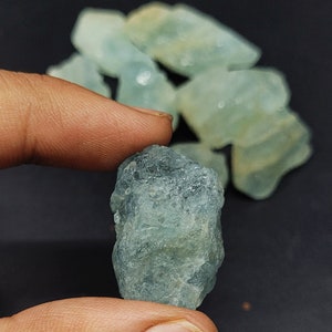 Natural Aquamarine Rough Gemstones: 8 Piece Lot, 329 CT