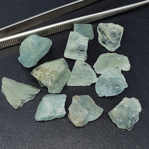 Natural Aquamarine Rough Gemstone Lot: 167 CT, 12 Piece