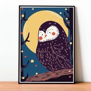Civetta, Folklore Strega, Poster, Arte Magica, Fiaba, Stampa Fantasy, Arte da Parete, Cameretta per Bambini, Animale, Arte Oscura, Uccello