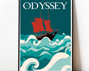 Vintage, Wall Art, Movie, Modern DesignThe Odyssey Book Cover Art Print: Classic Greek Mythology Poster