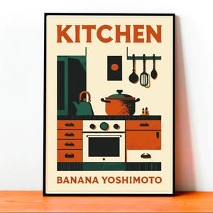 Kitchen Poster, Banana Yoshimoto, Arte Letteraria, Copertina Libro Vintage, Design Unico, Arte da Parete, Decorazione Casa, Arte Fatta Mano
