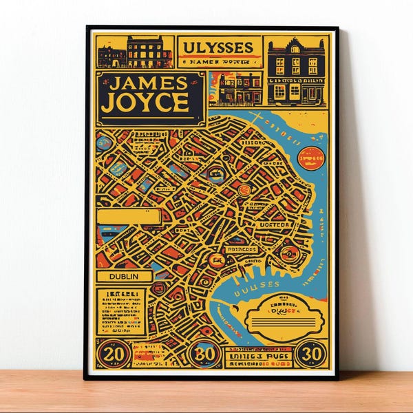 Ulysses Poster, Dublin Poster, James Joyce, Vintage Poster, Wall Art, Modern Design, Book Poster, Digital Print, Cover Poster, Book Lover