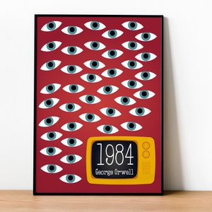 1984, George Orwell, Buchcover, Wandkunst, Großer Bruder, Klassische Literatur, Klassischer Roman, Dystopischer Roman, Poster