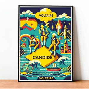 Candido di Voltaire: Illustrazione Letteraria Classica, Poster Artistico Ispirato