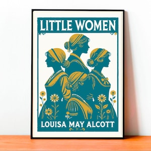 Poster Little Women, Arte di Louisa May Alcott, Letteratura Classica, Copertura Vintage del Libro, Design Unico, Arte da Parete, Decorazione